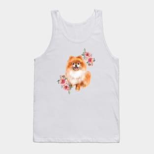 Cute Orange Pomeranian Puppy Dog Watercolor Art Tank Top